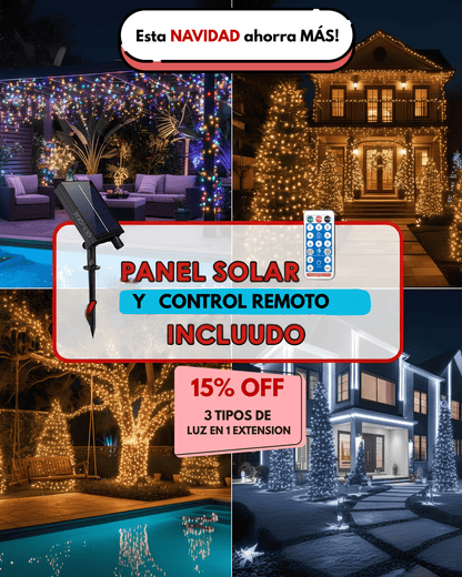 EcoLuz Multicolor - Luces navideñas (Panel Solar)