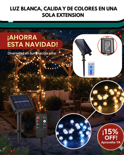 EcoLuz Multicolor - Luces navideñas (Panel Solar)
