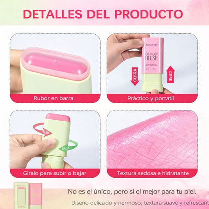 On The Go Blush: Labial+Rubor+Sombra TODO en 1, para un Look Natural y Radiante ⭐