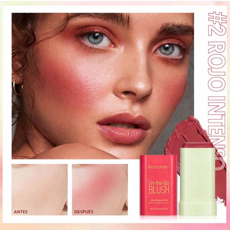 On The Go Blush: Labial+Rubor+Sombra TODO en 1, para un Look Natural y Radiante ⭐