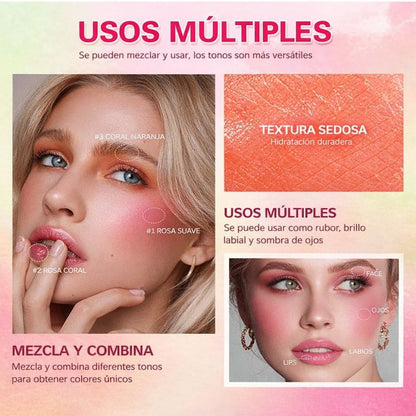 On The Go Blush: Labial+Rubor+Sombra TODO en 1, para un Look Natural y Radiante ⭐