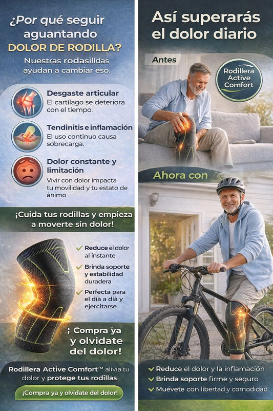 Par de rodilleras Active Comfort - Soporte y alivio para el dolor de rodilla + GARANTIA