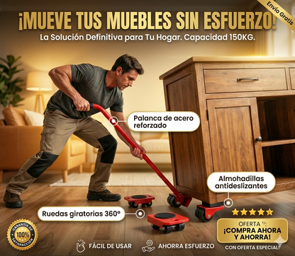 DeslizaMax™ - Carrito de Carga Ergonómico 360° - Protege tu Espalda y Muebles