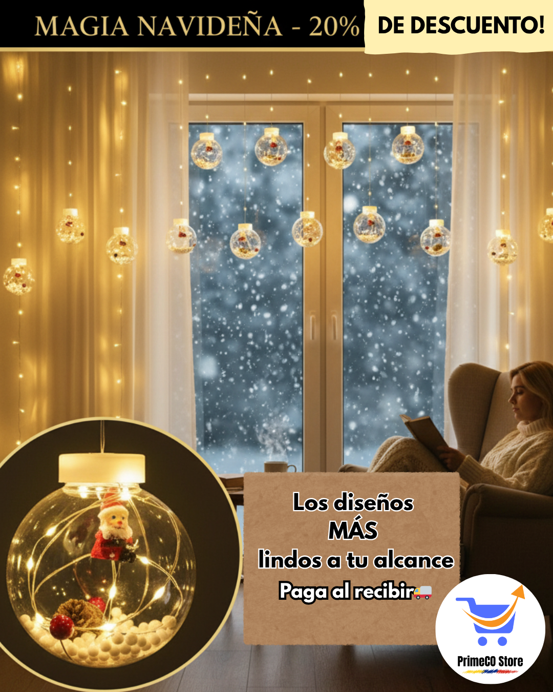 SnowGlow - Esferas Navideña con Luz Interna y Figuras Decorativas