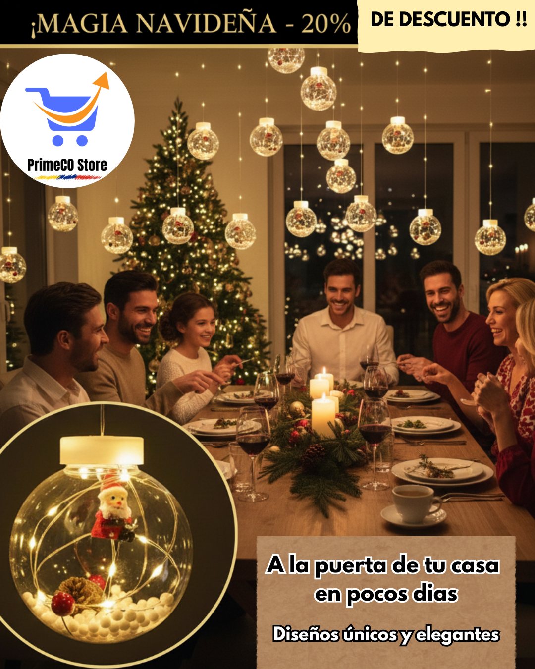 SnowGlow - Esferas Navideña con Luz Interna y Figuras Decorativas