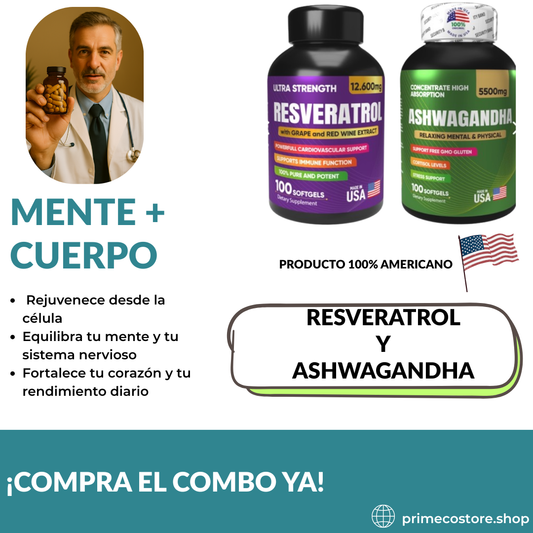 Combo Mente & Cuerpo™ – Resveratrol + Ashwagandha